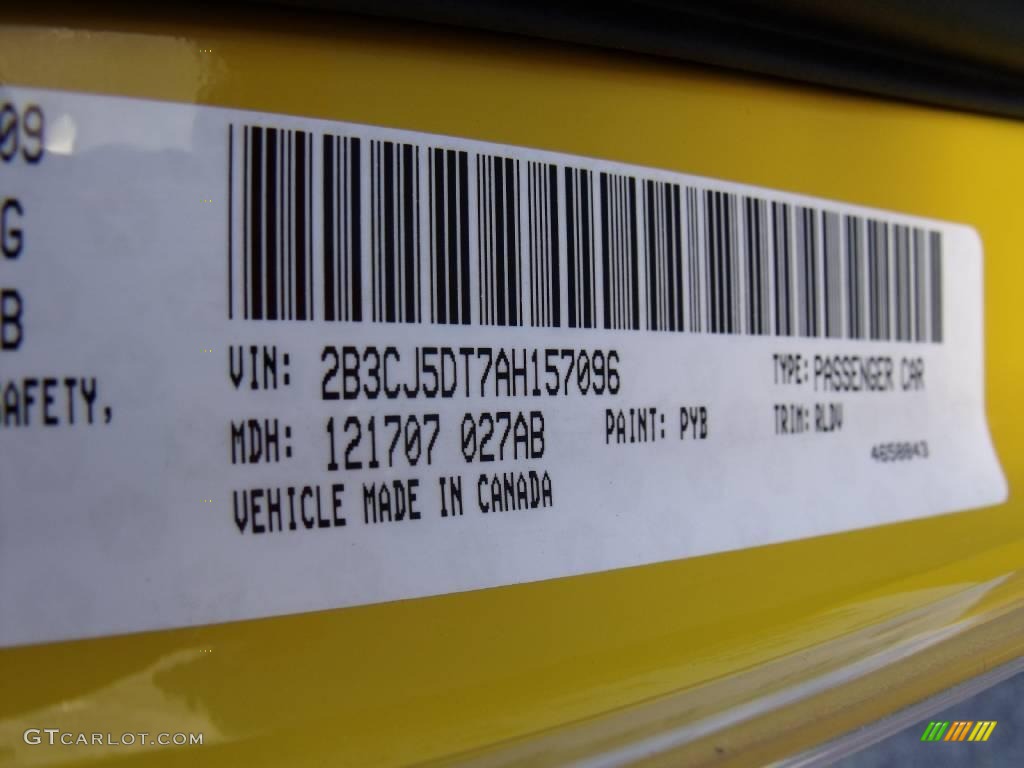 2010 Challenger Color Code PYB for Detonator Yellow Photo #24425914