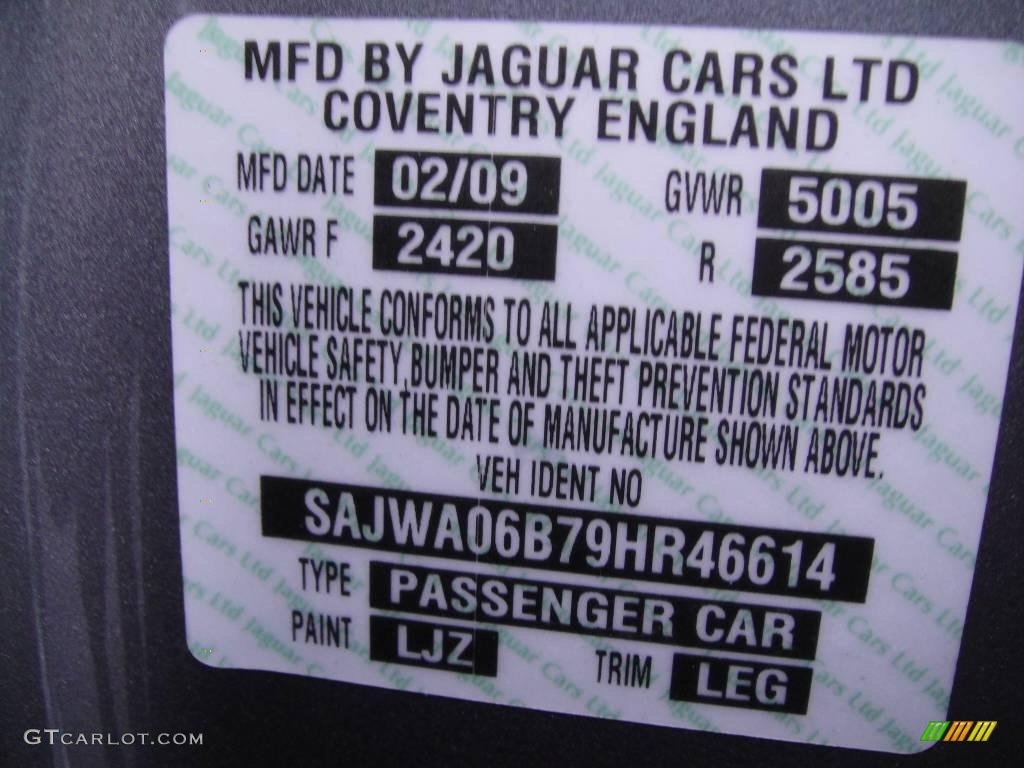2009 XF Color Code LJZ for Lunar Grey Metallic Photo #24442135