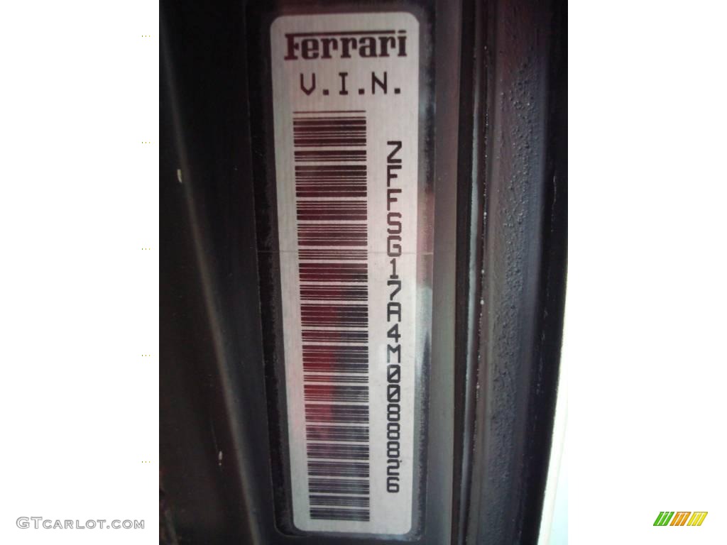 1991 Ferrari Testarossa Standard Testarossa Model Info Tag Photos
