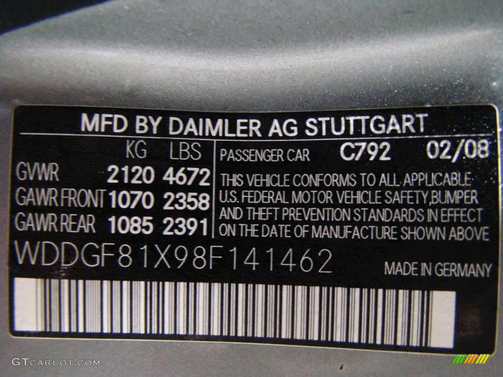 2008 C Color Code 792 for Palladium Silver Metallic Photo #24451747