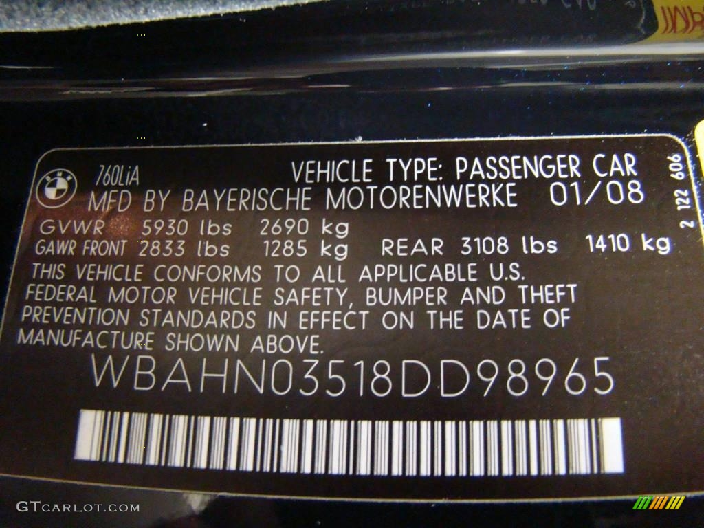 2008 7 Series 760Li Sedan - Azurite Black Metallic / Platinum photo #17