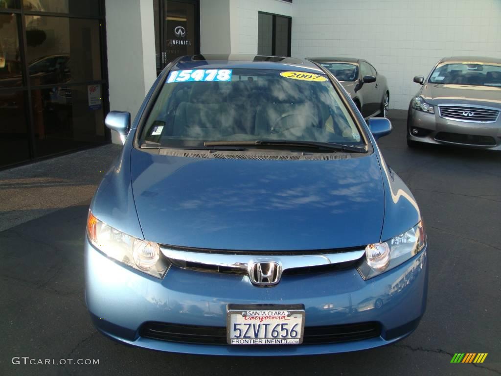 2007 Civic EX Sedan - Atomic Blue Metallic / Gray photo #2