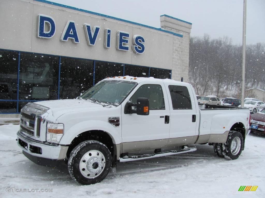 2008 F450 Super Duty Lariat Crew Cab 4x4 Dually - Oxford White / Tan photo #1