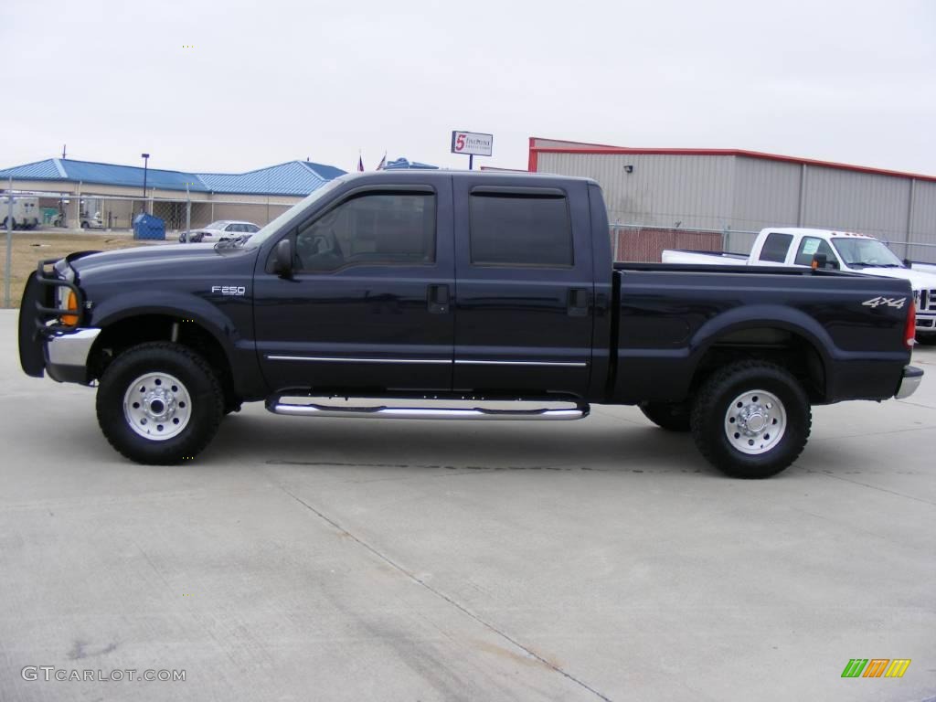 2000 F250 Super Duty XLT Crew Cab 4x4 - Deep Wedgewood Blue Metallic / Medium Parchment photo #6