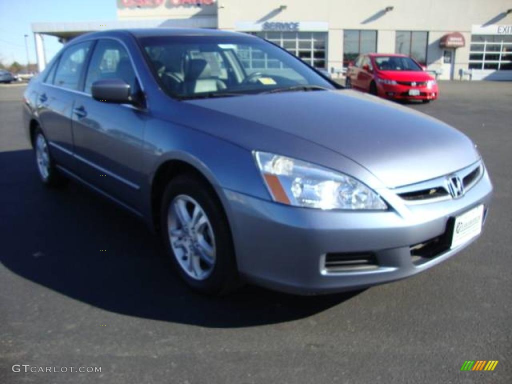 2007 Accord EX-L Sedan - Cool Blue Metallic / Gray photo #7