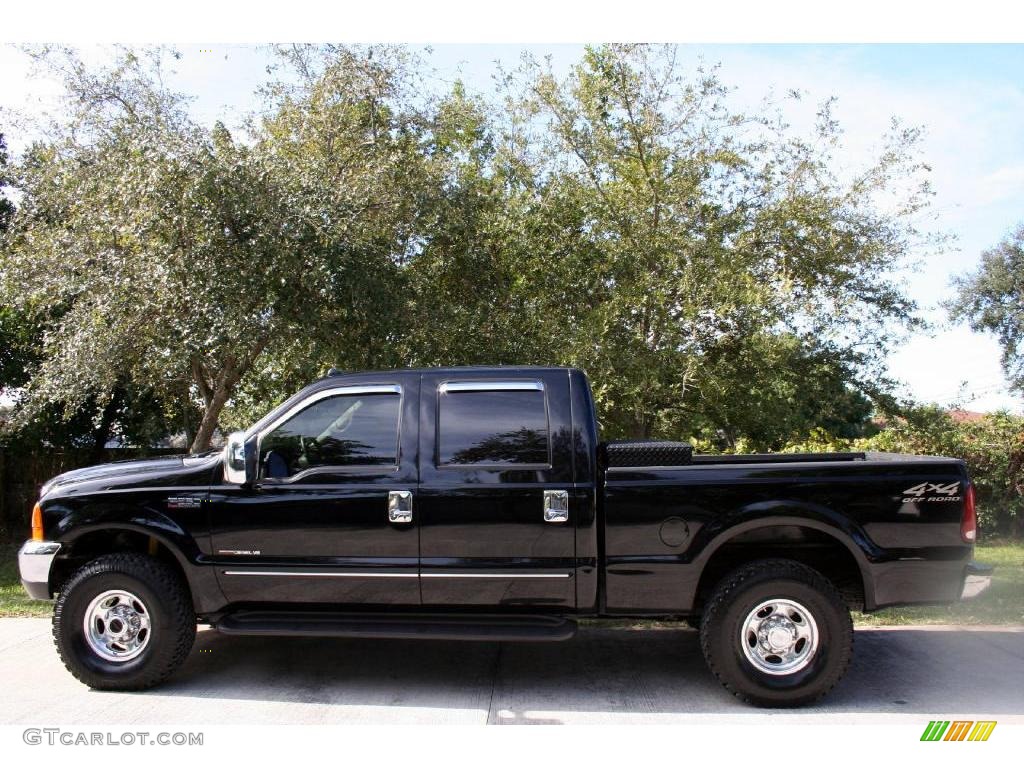 2000 F250 Super Duty Lariat Crew Cab 4x4 - Black / Medium Parchment photo #4