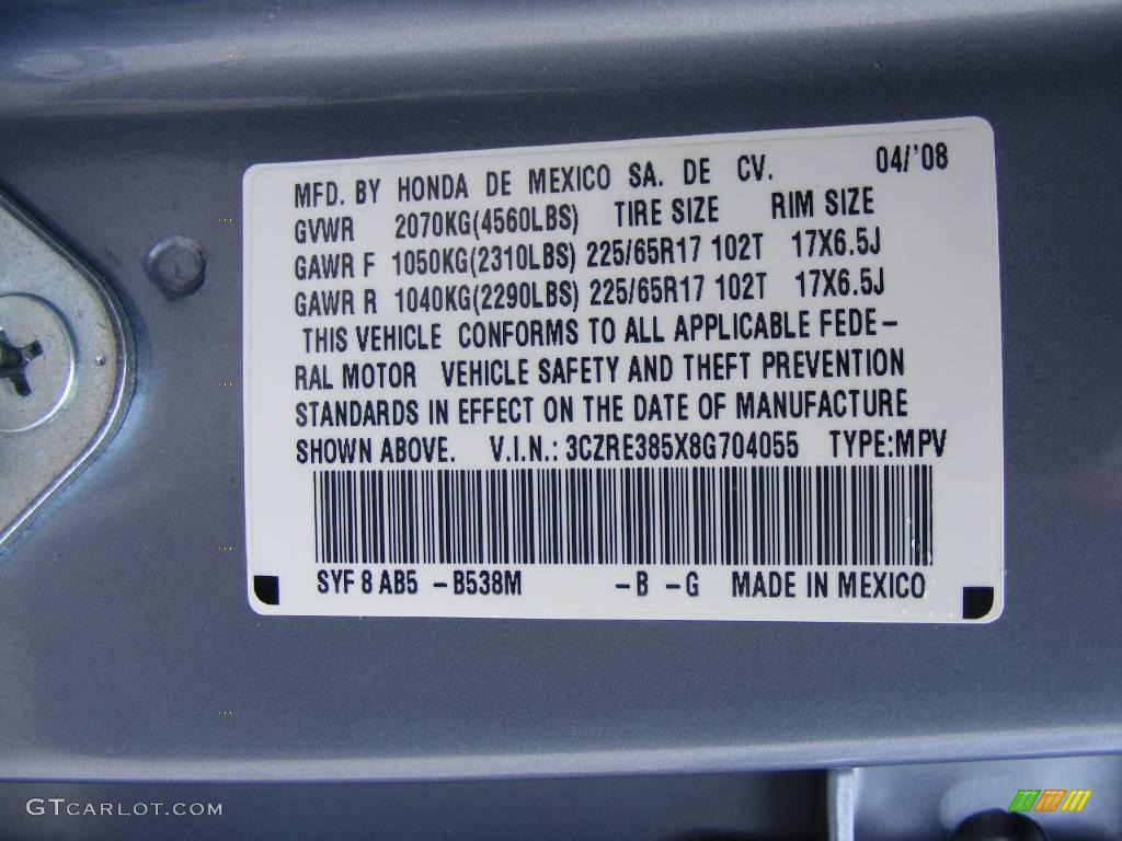 2008 CR-V EX - Glacier Blue Metallic / Gray photo #46