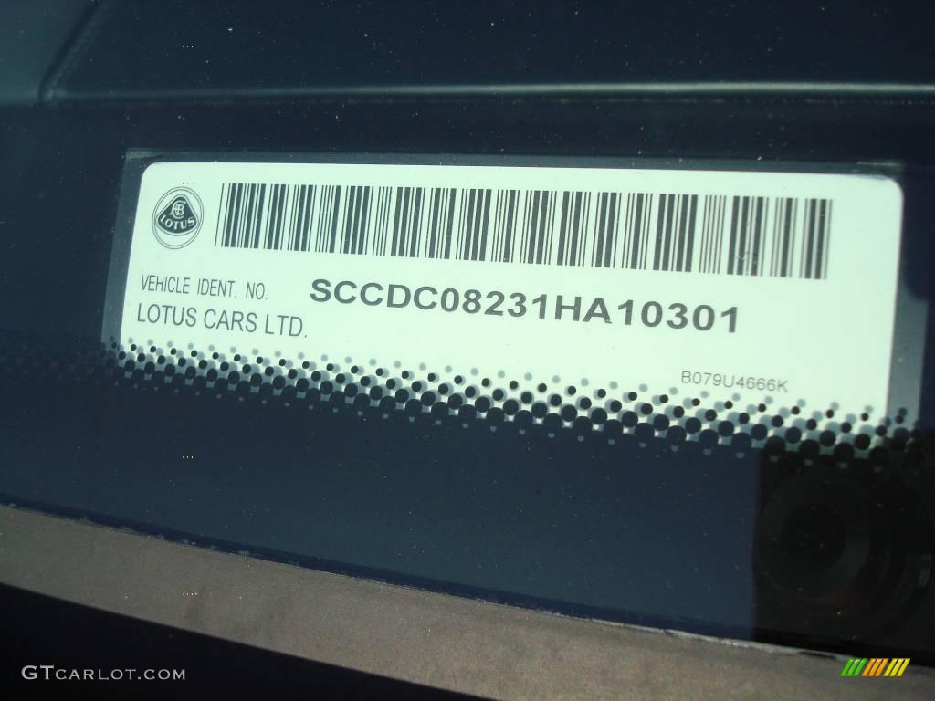 2001 Lotus Esprit V8 Info Tag Photos