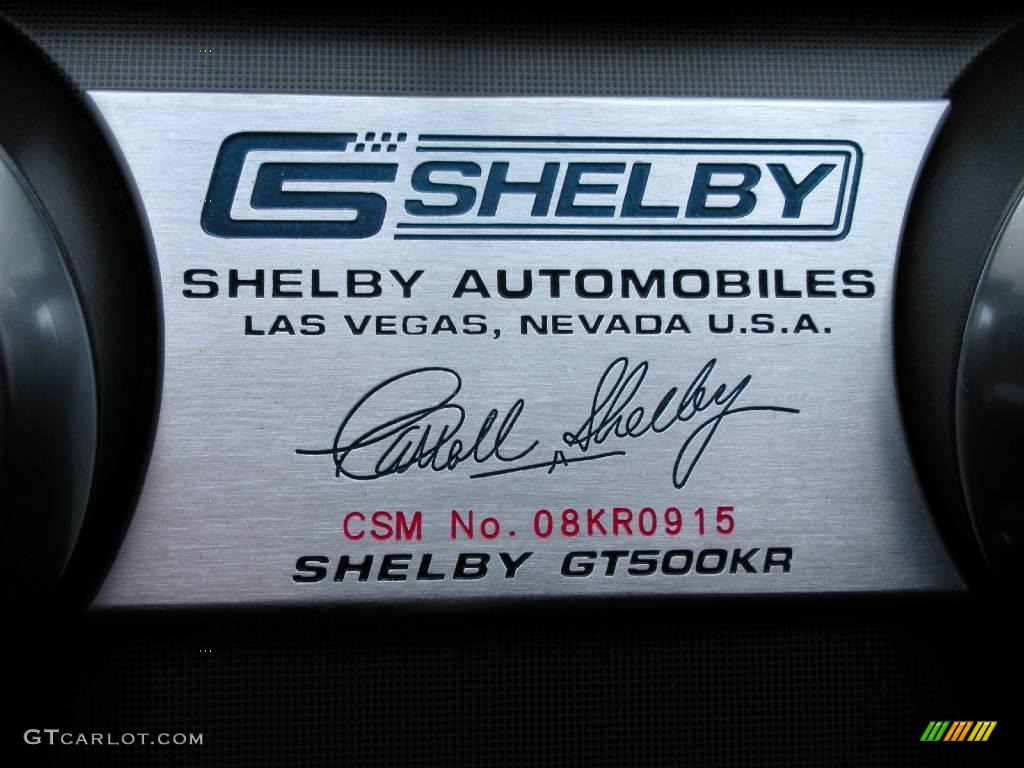 2008 Ford Mustang Shelby GT500KR Coupe Marks and Logos Photo #24484143
