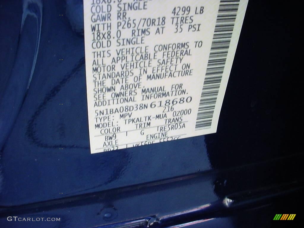 2008 Armada SE - Majestic Blue / Charcoal photo #28