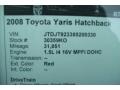 2008 Absolutely Red Toyota Yaris 3 Door Liftback  photo #25
