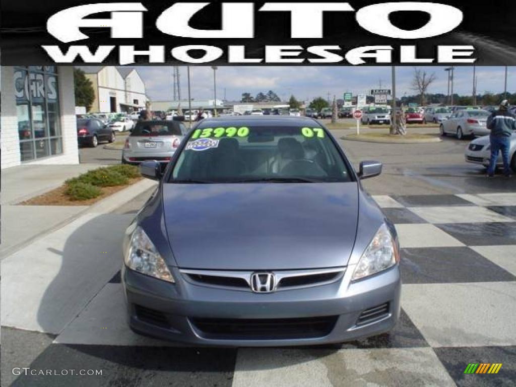 2007 Accord EX-L V6 Sedan - Cool Blue Metallic / Ivory photo #2