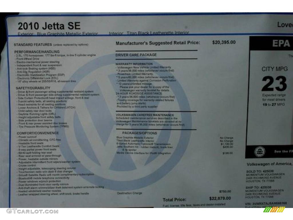 2010 Jetta SE Sedan - Blue Graphite Metallic / Titan Black photo #18