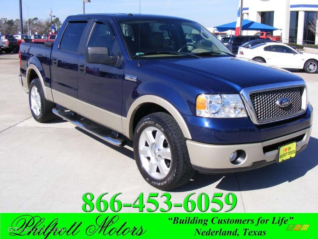2008 F150 Lariat SuperCrew - Dark Blue Pearl Metallic / Tan photo #1