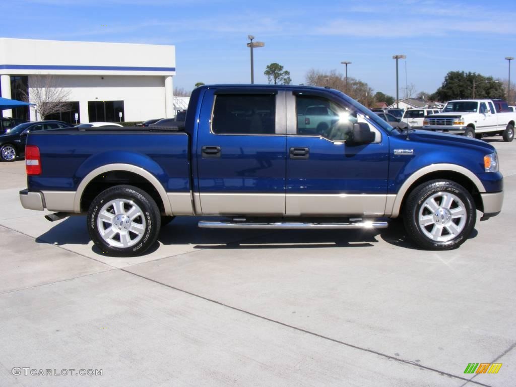 2008 F150 Lariat SuperCrew - Dark Blue Pearl Metallic / Tan photo #2