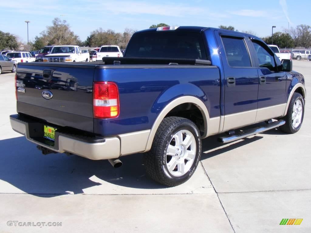 2008 F150 Lariat SuperCrew - Dark Blue Pearl Metallic / Tan photo #3