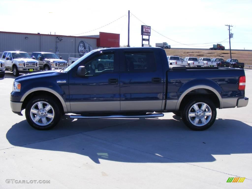 2008 F150 Lariat SuperCrew - Dark Blue Pearl Metallic / Tan photo #6