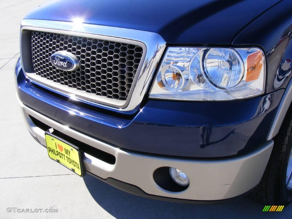 2008 F150 Lariat SuperCrew - Dark Blue Pearl Metallic / Tan photo #13