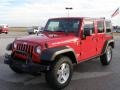 2008 Flame Red Jeep Wrangler Unlimited Rubicon 4x4  photo #7