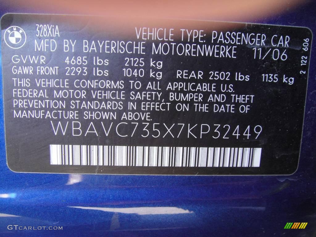 2007 3 Series 328xi Sedan - Montego Blue Metallic / Black photo #15