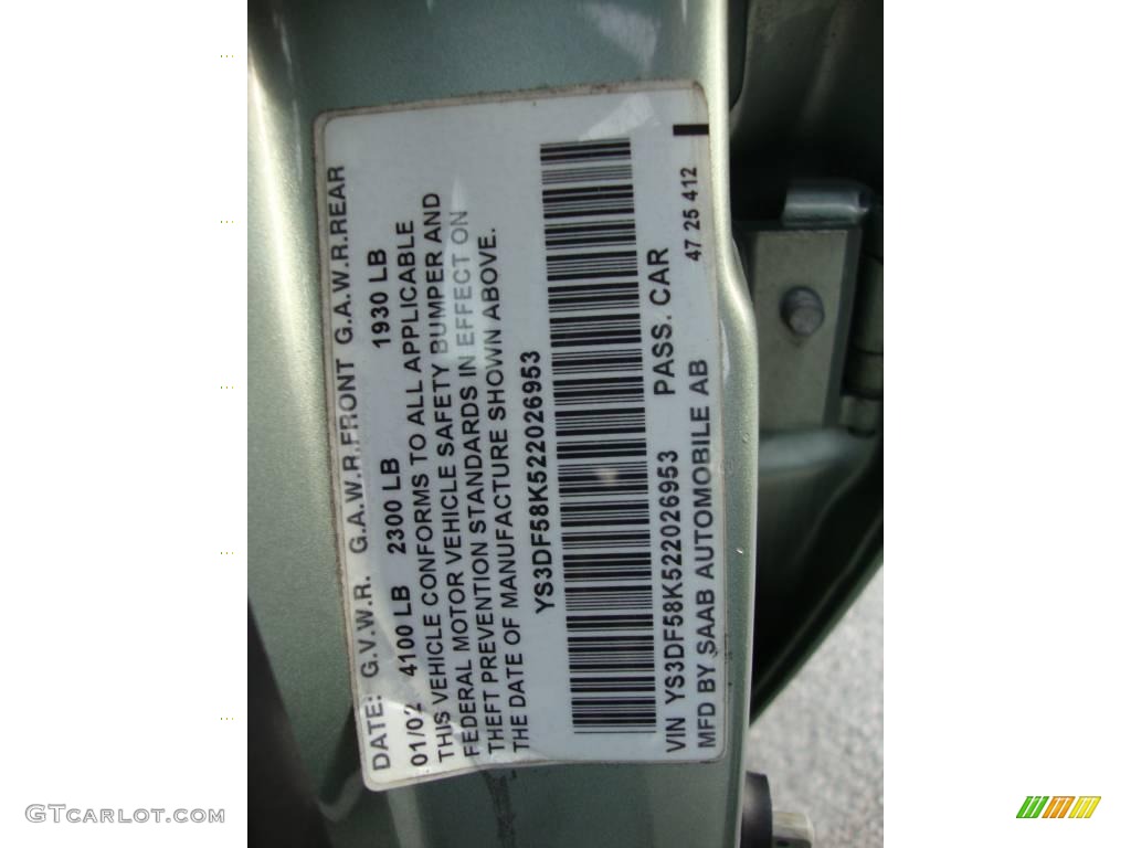 2002 9-3 SE Sedan - Sun Green Metallic / Charcoal Gray photo #38
