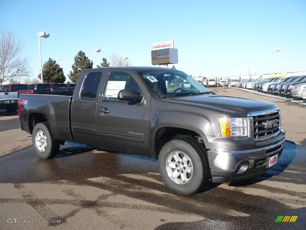 2010 Sierra 1500 SLE Extended Cab 4x4 - Storm Gray Metallic / Ebony photo #1