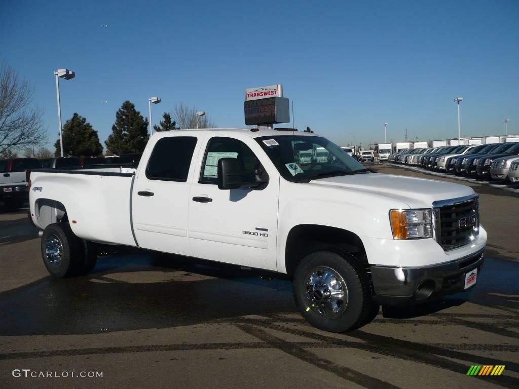 2010 Sierra 3500HD SLE Crew Cab 4x4 Dually - Summit White / Ebony photo #1