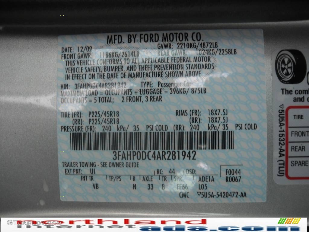 2010 Fusion Sport AWD - Brilliant Silver Metallic / Charcoal Black/Sport Blue photo #12