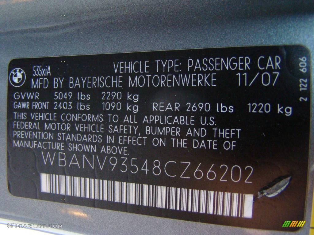 2008 5 Series 535xi Sedan - Space Grey Metallic / Grey photo #15