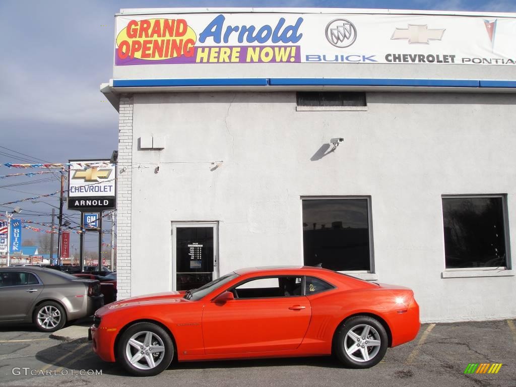 2010 Camaro LT Coupe - Inferno Orange Metallic / Gray photo #3