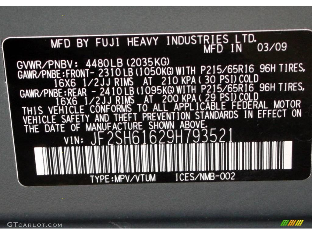 2009 Forester 2.5 X - Sage Green Metallic / Platinum photo #25