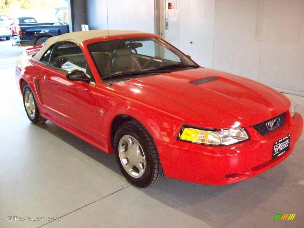 2000 Mustang V6 Convertible - Performance Red / Medium Parchment photo #1