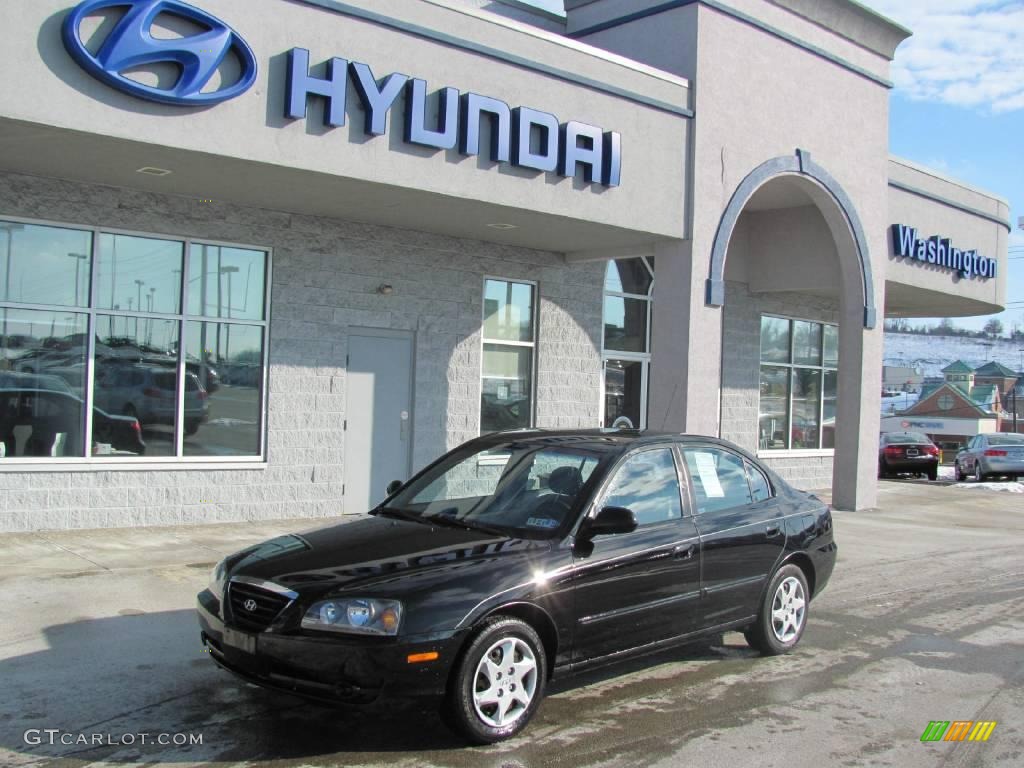 2006 Elantra GLS Sedan - Ebony Black / Gray photo #1