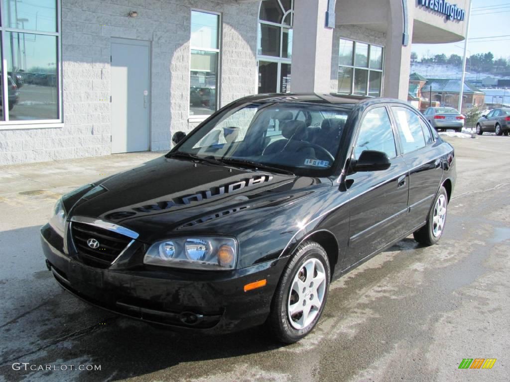 2006 Elantra GLS Sedan - Ebony Black / Gray photo #2