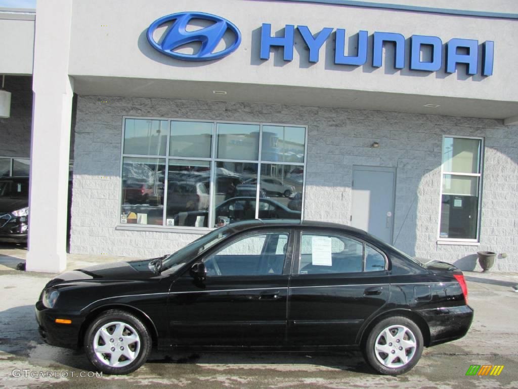 2006 Elantra GLS Sedan - Ebony Black / Gray photo #3