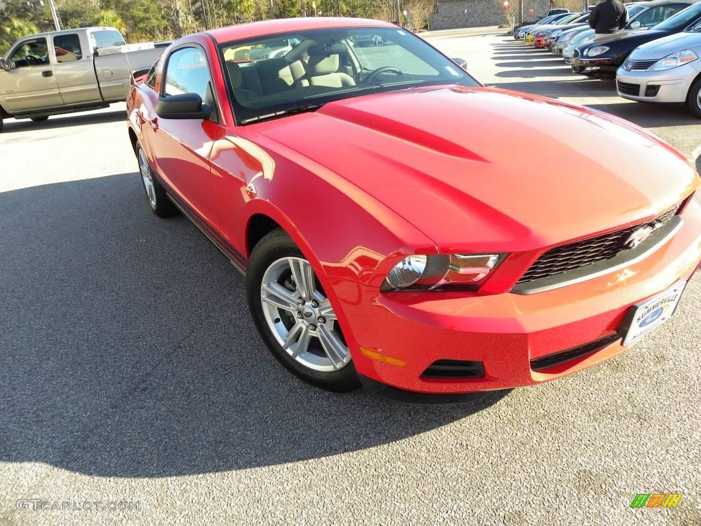 2010 Mustang V6 Premium Coupe - Red Candy Metallic / Stone photo #1