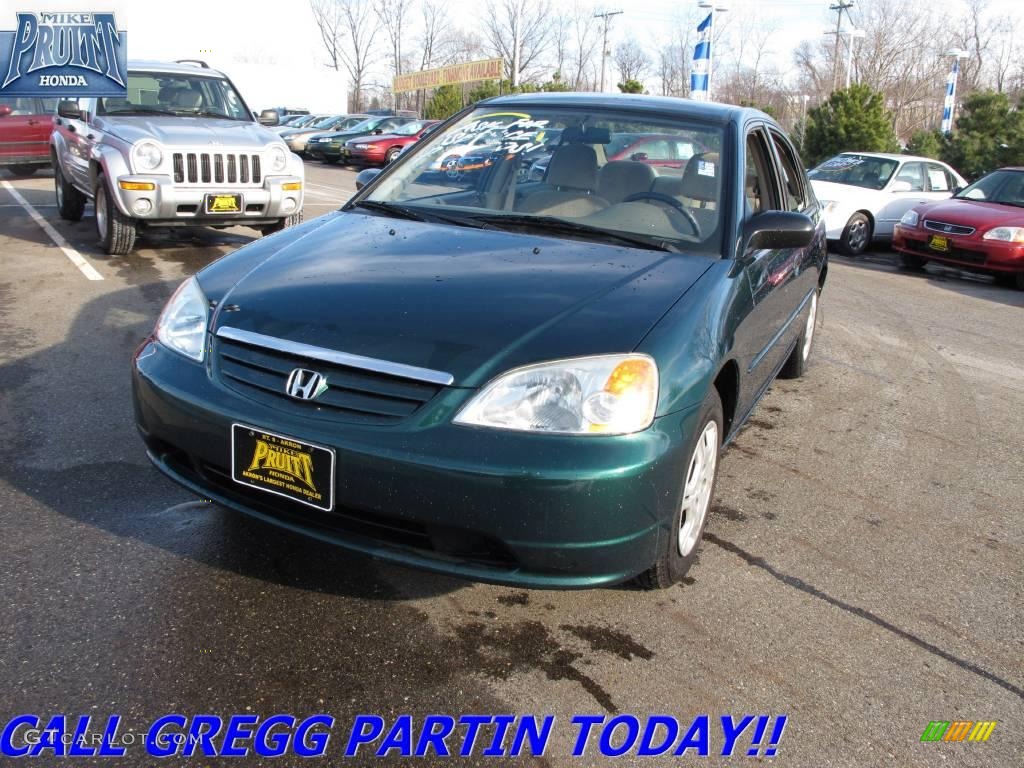 2001 Civic LX Sedan - Clover Green / Beige photo #3