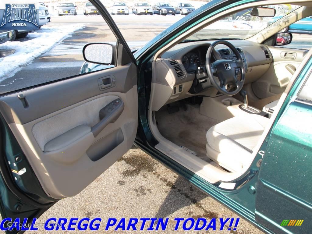 2001 Civic LX Sedan - Clover Green / Beige photo #10