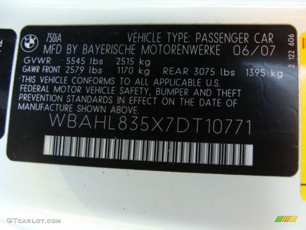 2007 7 Series 750i Sedan - Alpine White / Beige photo #26