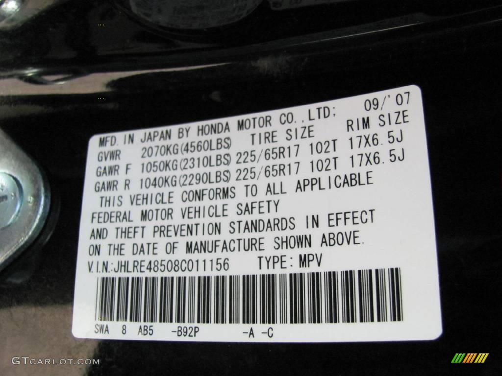 2008 CR-V EX 4WD - Nighthawk Black Pearl / Black photo #14