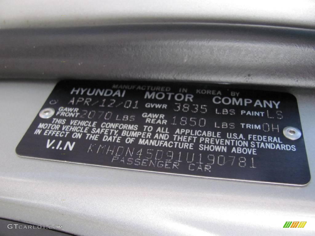 2001 Elantra GLS - Pewter / Gray photo #14