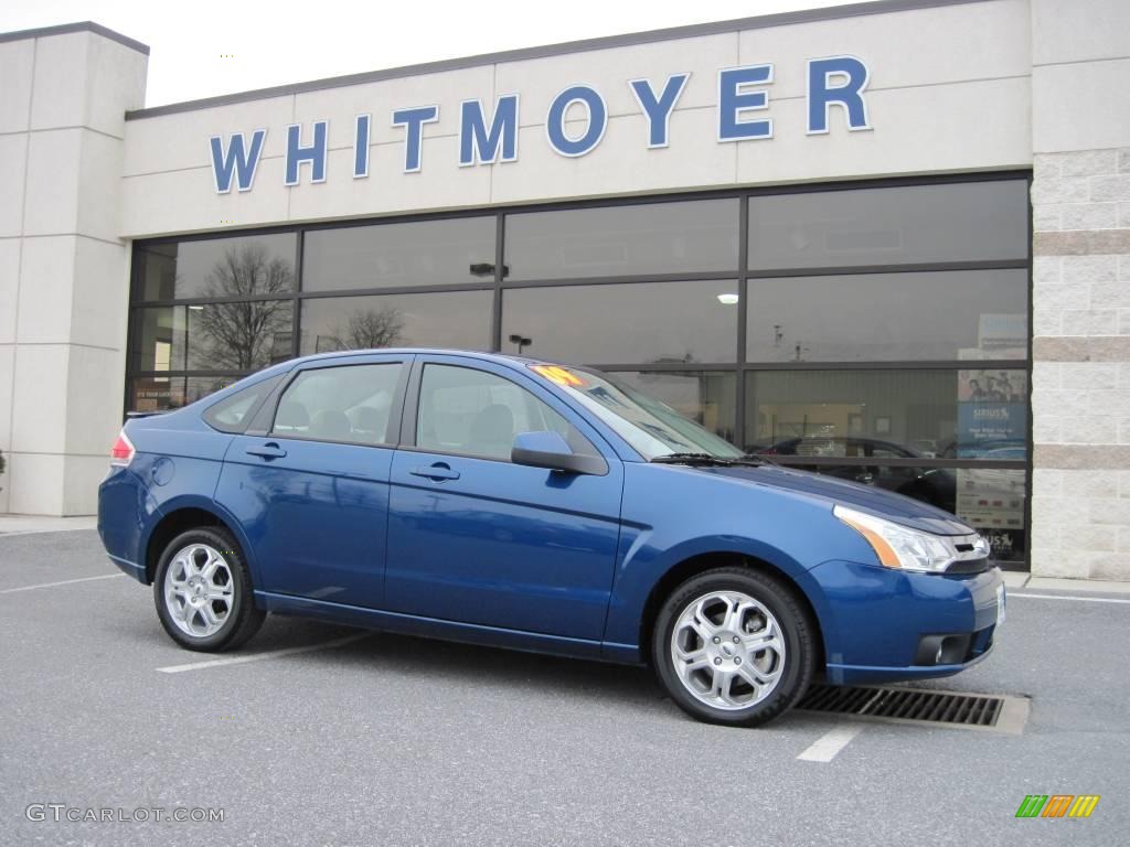 2009 Focus SES Sedan - Vista Blue Metallic / Medium Stone photo #1