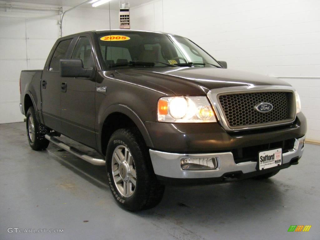 2005 F150 Lariat SuperCrew 4x4 - Dark Stone Metallic / Tan photo #3