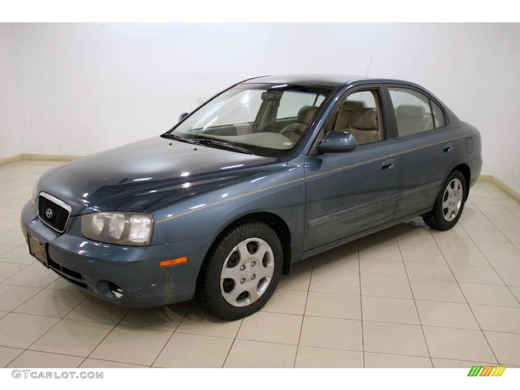 2002 Elantra GLS Sedan - Carbon Blue / Beige photo #3