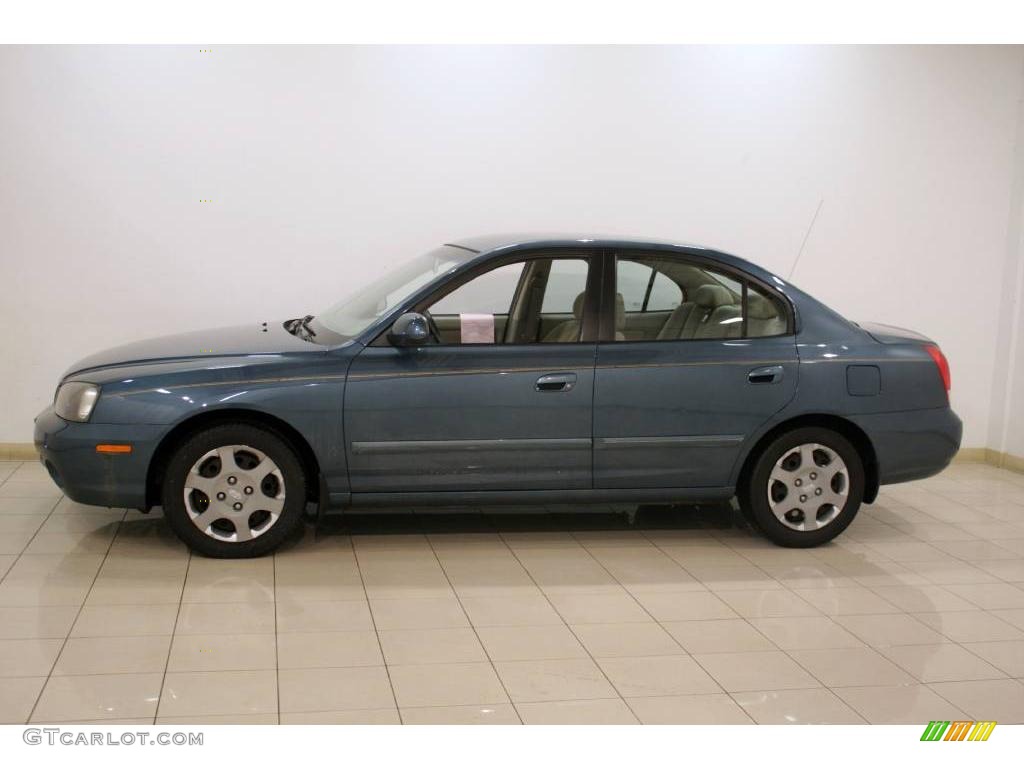 2002 Elantra GLS Sedan - Carbon Blue / Beige photo #4