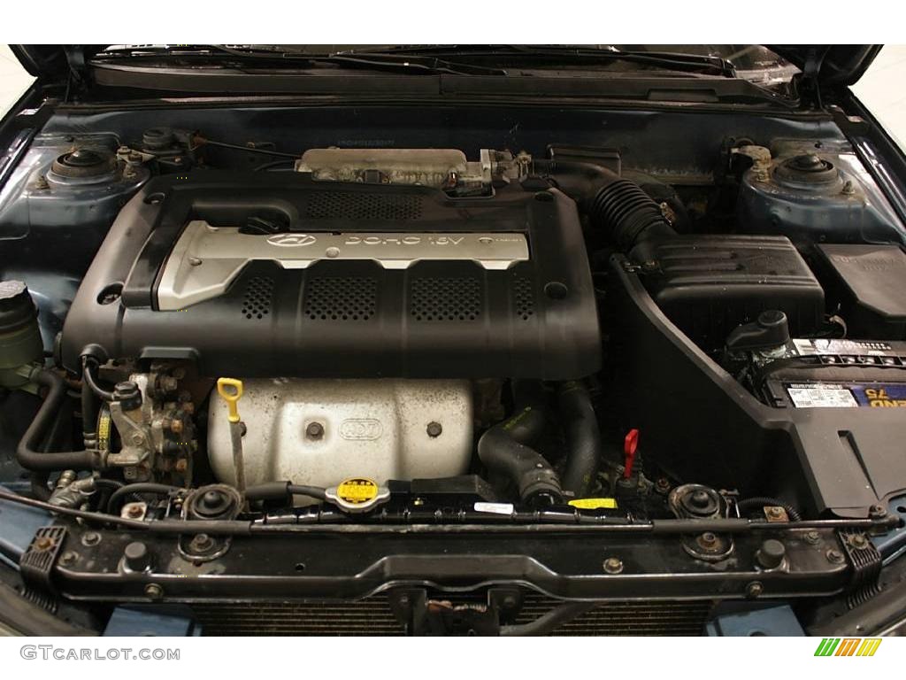 2002 Elantra GLS Sedan - Carbon Blue / Beige photo #18