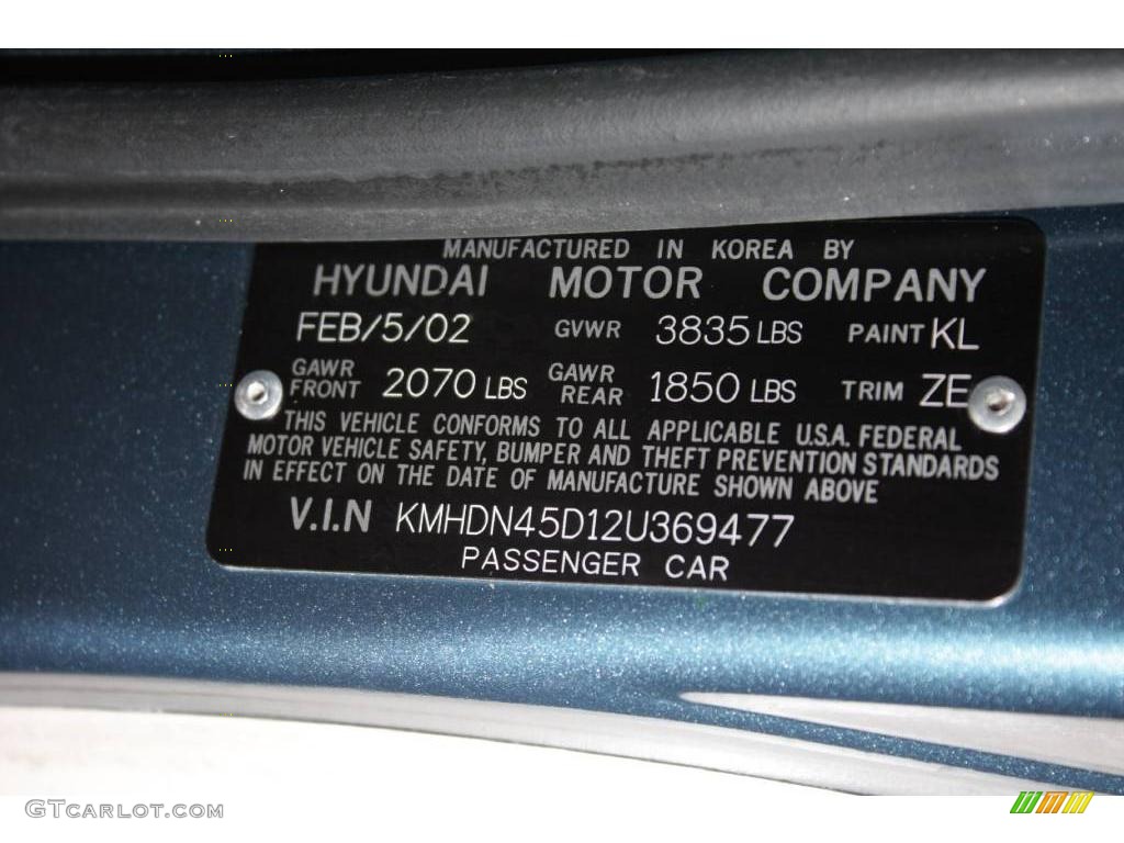 2002 Elantra GLS Sedan - Carbon Blue / Beige photo #20
