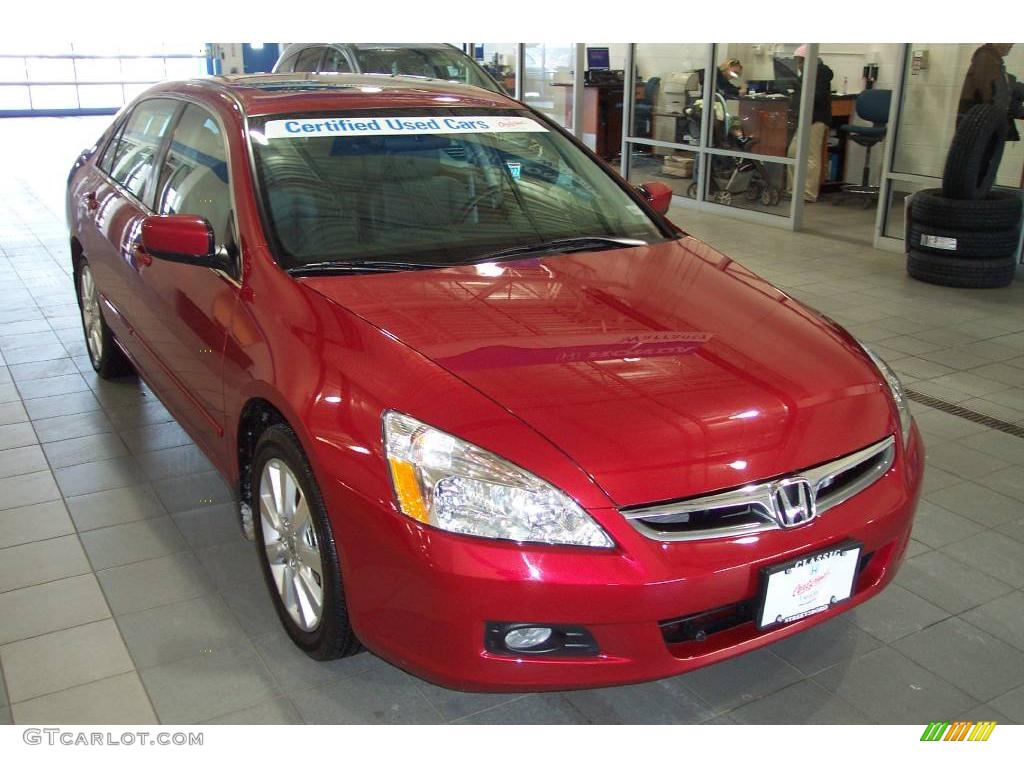 2007 Accord EX-L V6 Sedan - Moroccan Red Pearl / Ivory photo #1