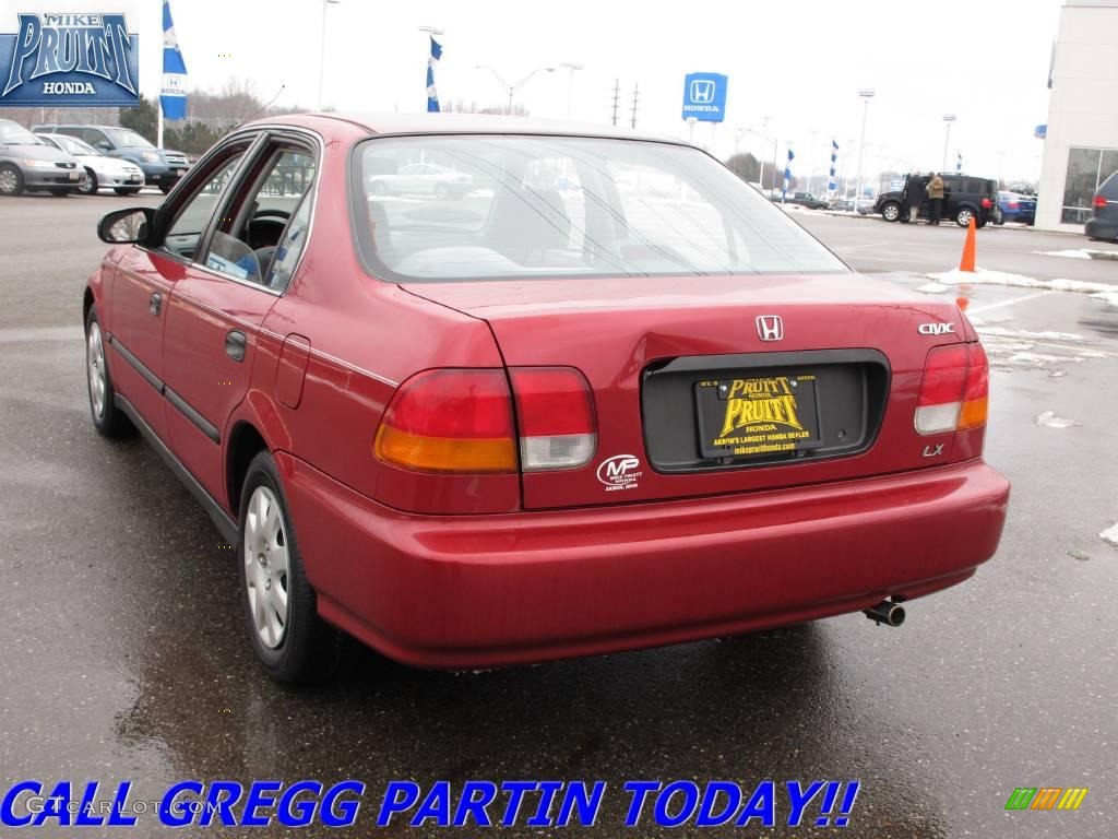 1998 Civic LX Sedan - Inza Red Pearl / Gray photo #2