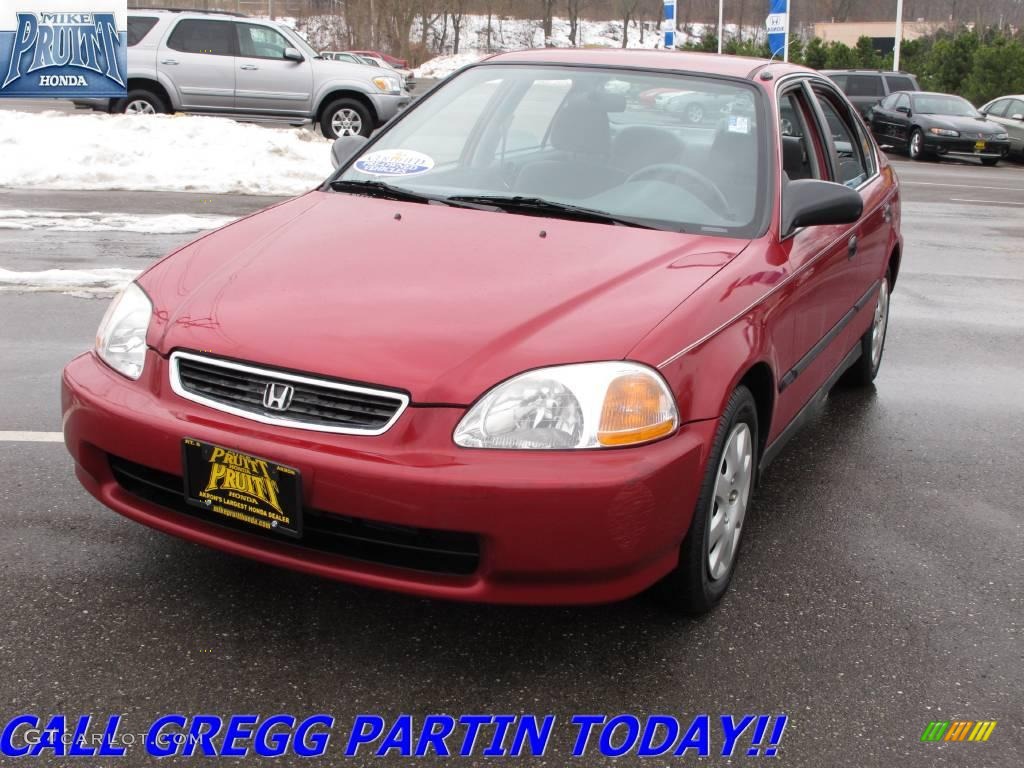 1998 Civic LX Sedan - Inza Red Pearl / Gray photo #3